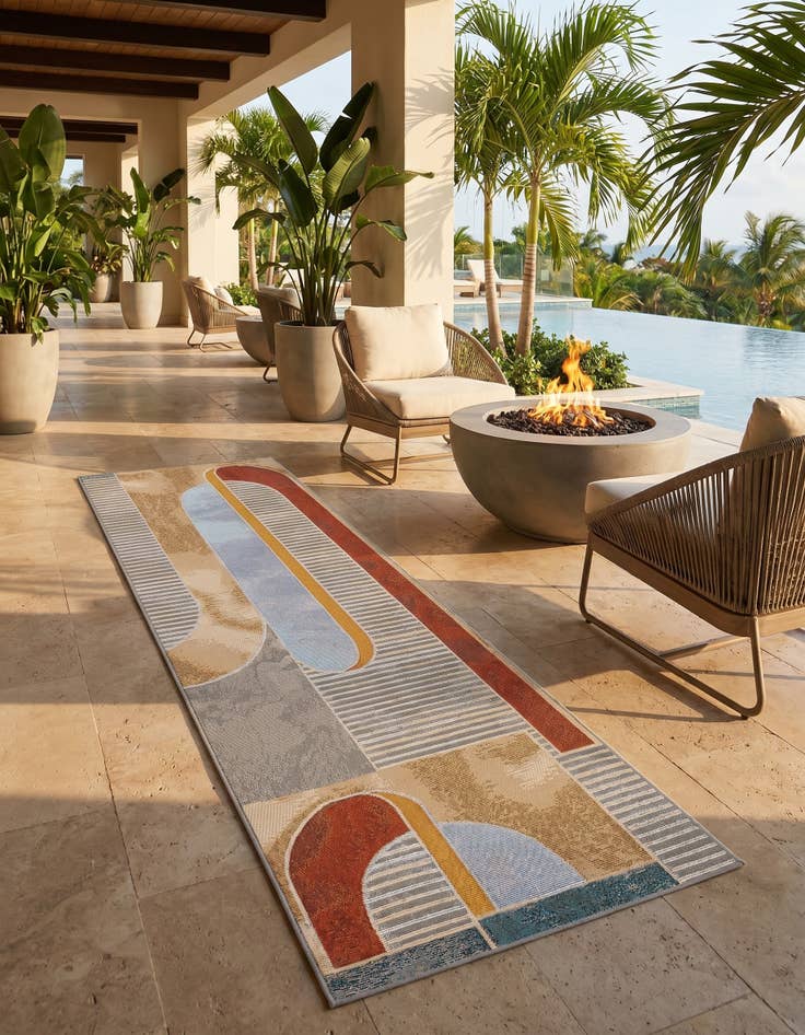 Detail image of 2' x 6' 1 Easy-Clean Modern Indoor / Outdoor Runner Rug