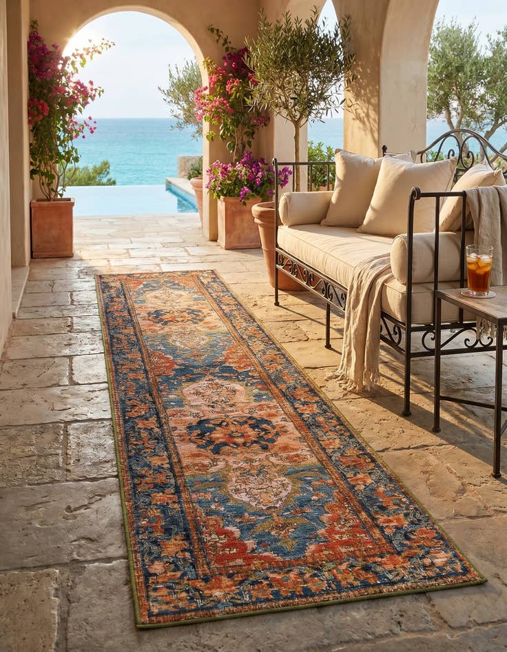 Detail image of 2' x 8' Easy-Clean Traditional Indoor / Outdoor Runner Rug