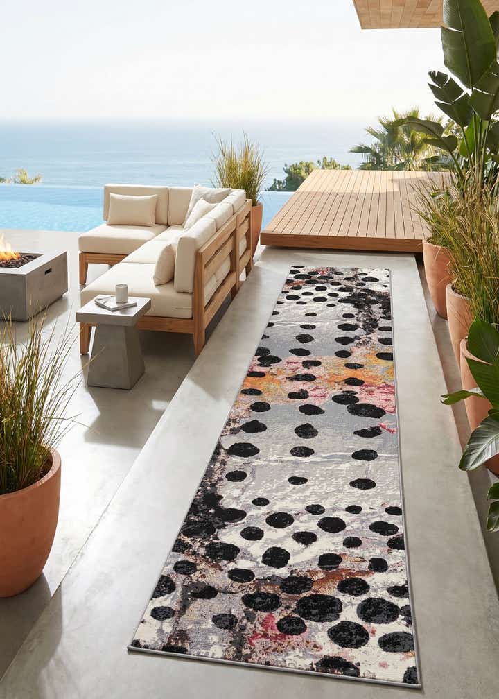 2' 7 x 12' Easy-Clean Modern Indoor / Outdoor Runner Rug