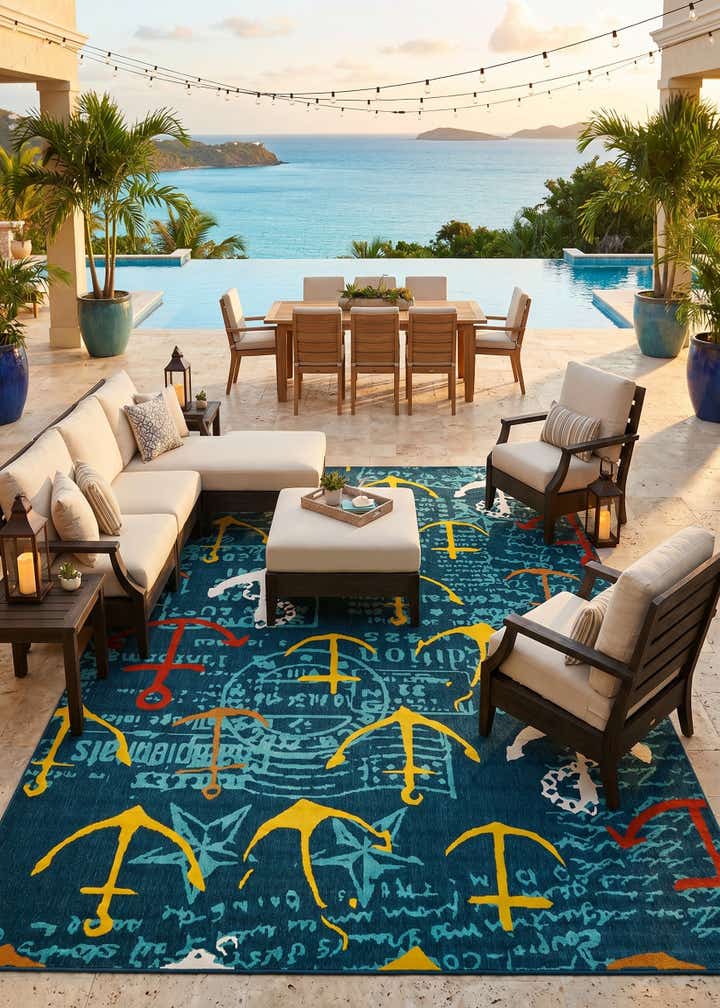 10' x 14' Easy-Clean Coastal Indoor / Outdoor Rug