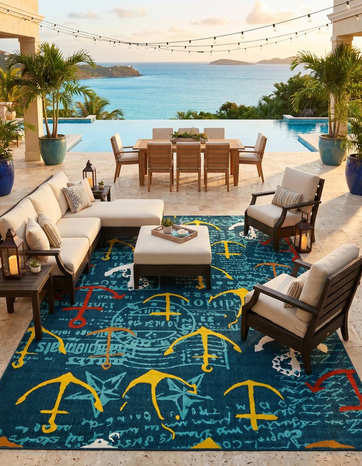Detail image of 10' x 14' Easy-Clean Coastal Indoor / Outdoor Rug
