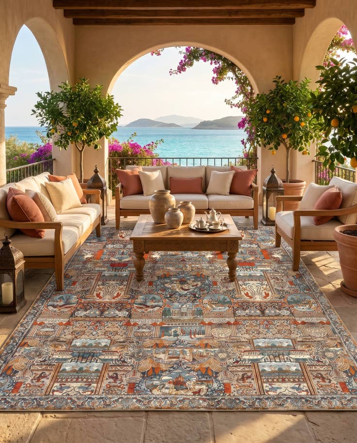 Detail image of 10' x 14' Easy-Clean Traditional Indoor / Outdoor Rug