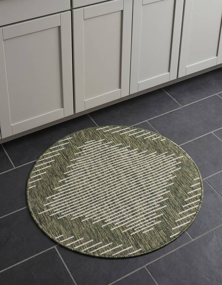 Detail image of 3' x 3' Easy-Clean Modern Indoor / Outdoor Round Rug