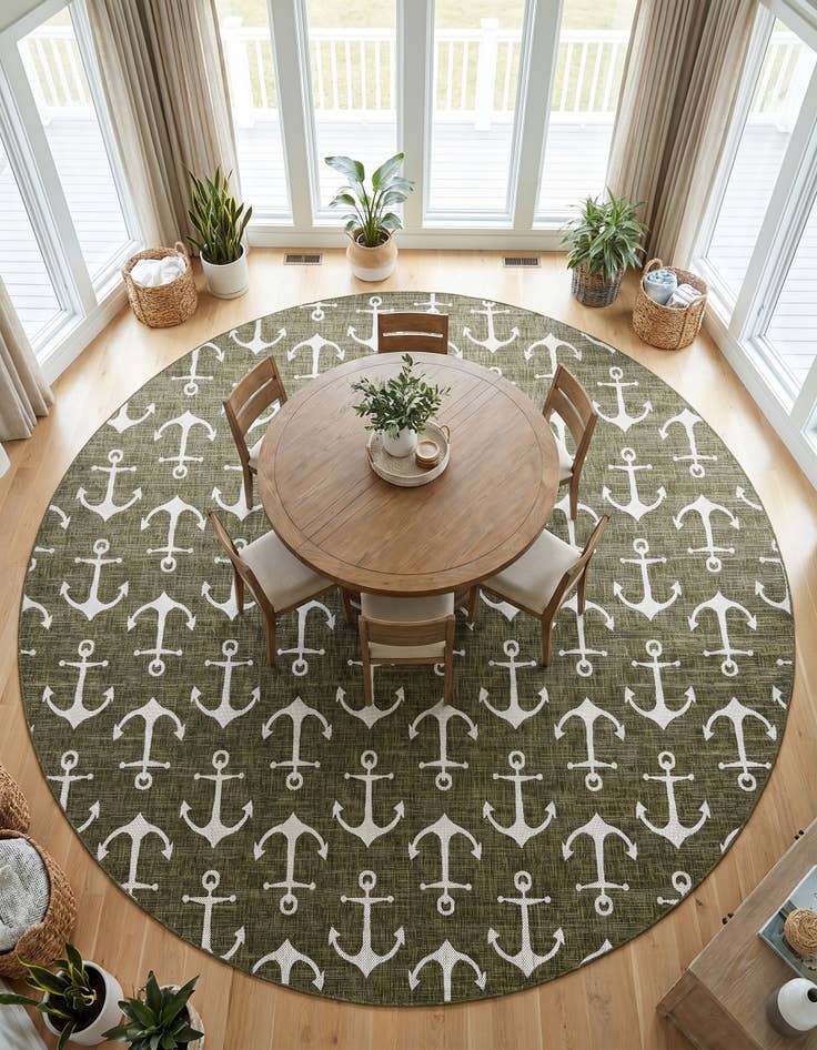 Detail image of 13' x 13' Easy-Clean Coastal Indoor / Outdoor Round Rug