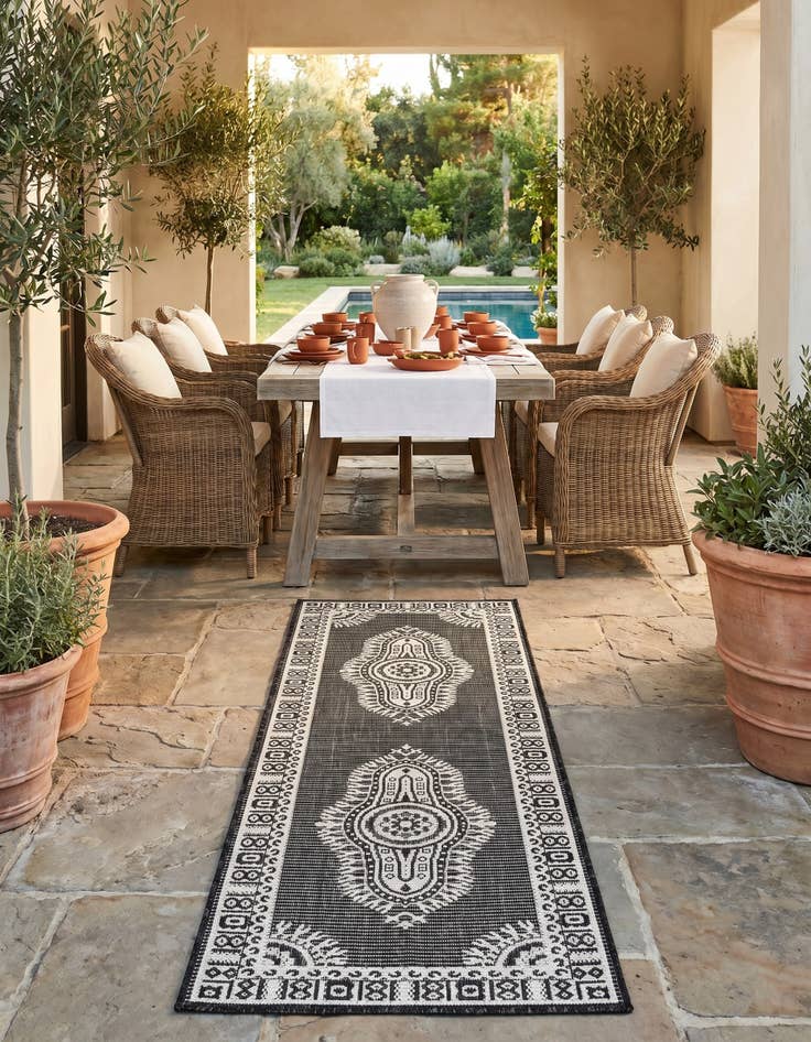 Detail image of 2' x 6' Easy-Clean Traditional Indoor / Outdoor Runner Rug