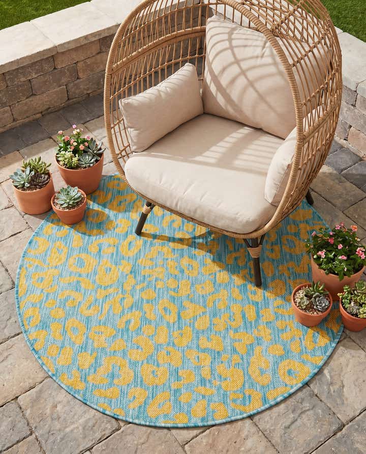 4' x 4' Easy-Clean Safari Indoor / Outdoor Round Rug