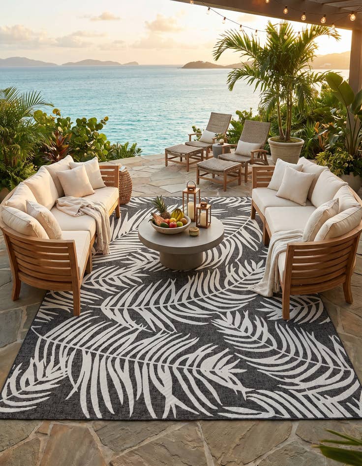 Detail image of 10' x 13' Easy-Clean Botanical Indoor / Outdoor Rug