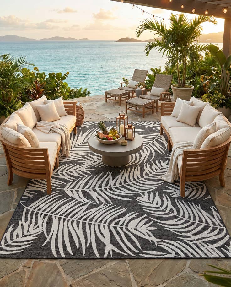 Detail image of 10' x 13' Easy-Clean Botanical Indoor / Outdoor Rug