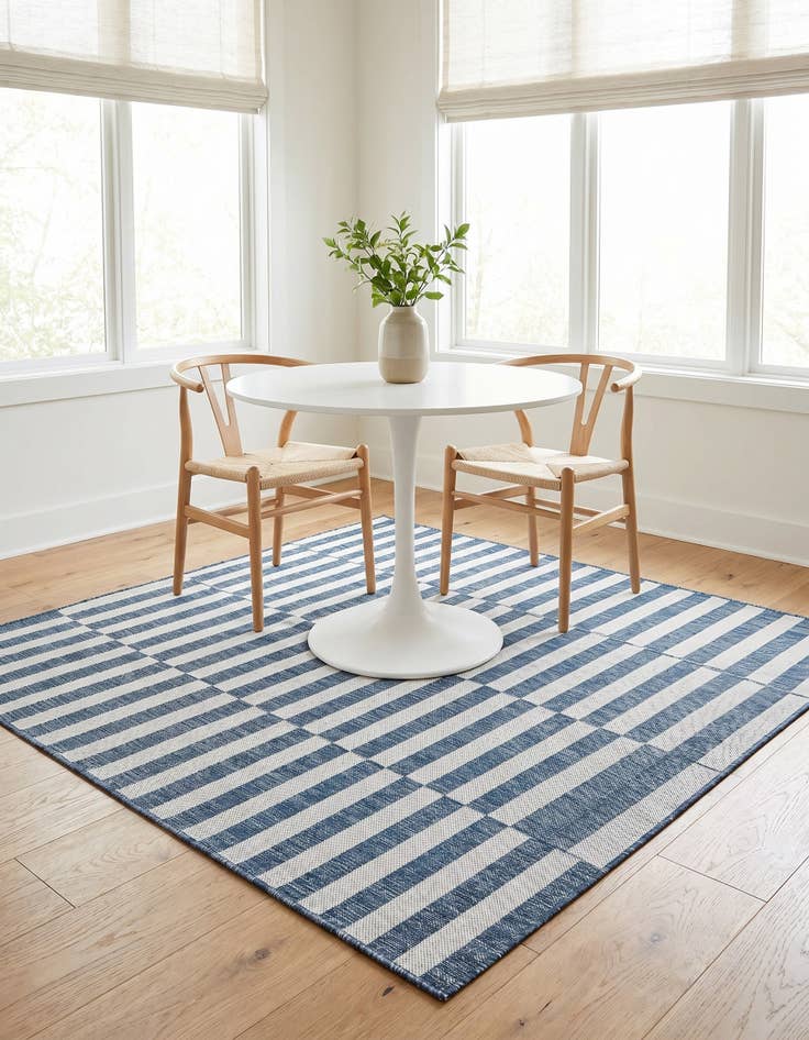 Detail image of 5' 3 x 5' 3 Easy-Clean Ribbon Indoor / Outdoor Square Rug