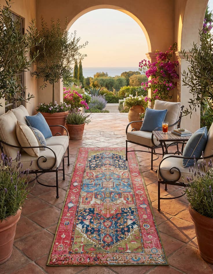 Detail image of 2' x 6' Easy-Clean Traditional Indoor / Outdoor Runner Rug