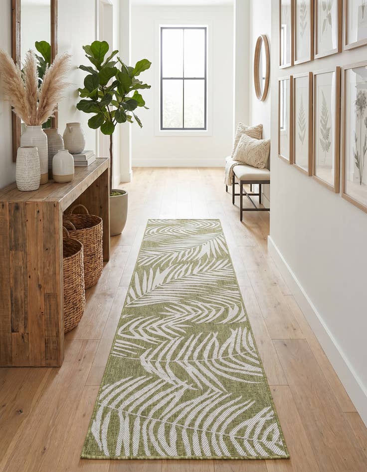 Detail image of 2' 7 x 10' Easy-Clean Botanical Indoor / Outdoor Runner Rug