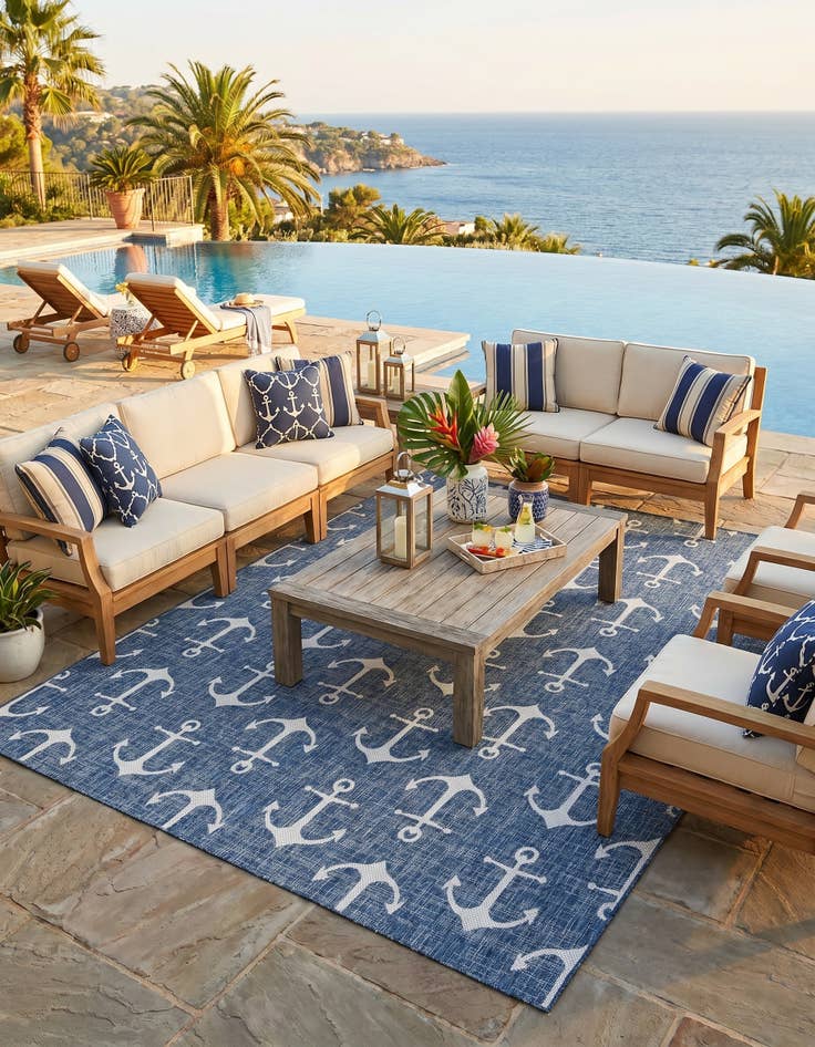 Detail image of 9' x 12' Easy-Clean Coastal Indoor / Outdoor Rug
