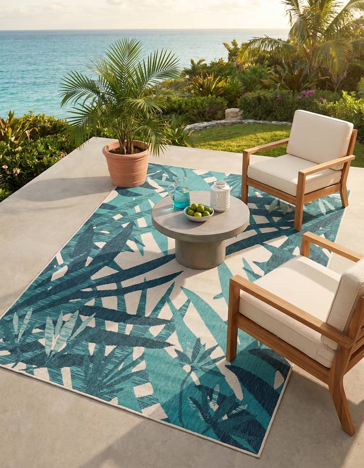 Detail image of 5' x 8' Easy-Clean Botanical Indoor / Outdoor Rug