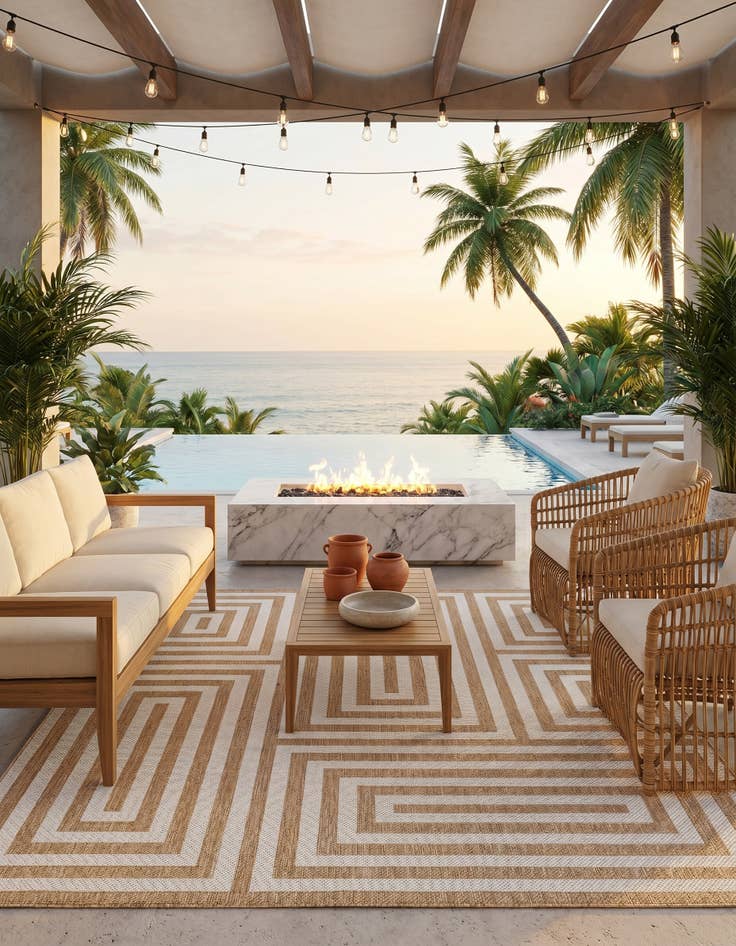Detail image of 7' 10 x 7' 10 Easy-Clean Modern Indoor / Outdoor Square Rug