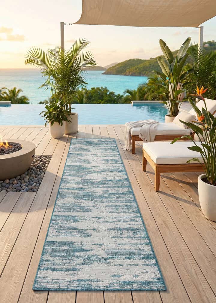 2' 7 x 10' Easy-Clean Modern Indoor / Outdoor Runner Rug