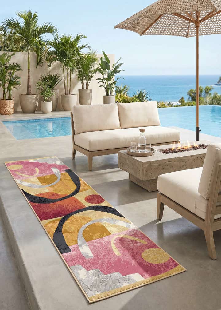 2' x 8' Easy-Clean Modern Indoor / Outdoor Runner Rug