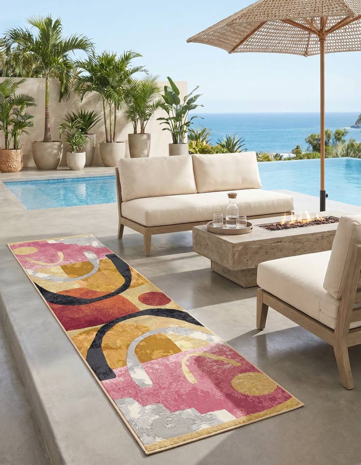 Detail image of 2' x 8' Easy-Clean Modern Indoor / Outdoor Runner Rug