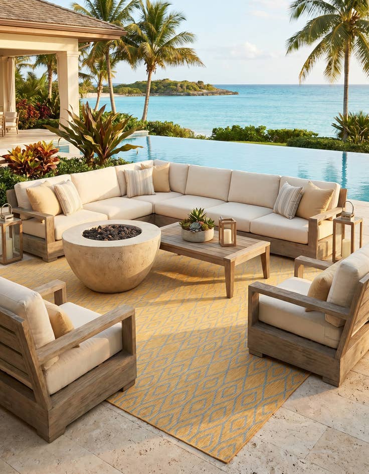 Detail image of 13' x 13' Easy-Clean Jill Zarin Turks and Caicos Indoor / Outdoor Square Rug