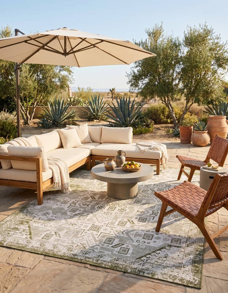 Detail image of 10' x 13' Easy-Clean Aztec Indoor / Outdoor Rug