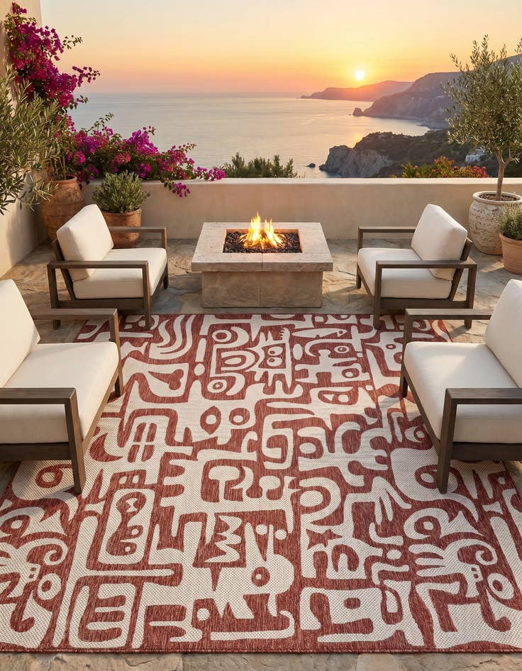 Detail image of 7' 10 x 7' 10 Easy-Clean Modern Indoor / Outdoor Square Rug