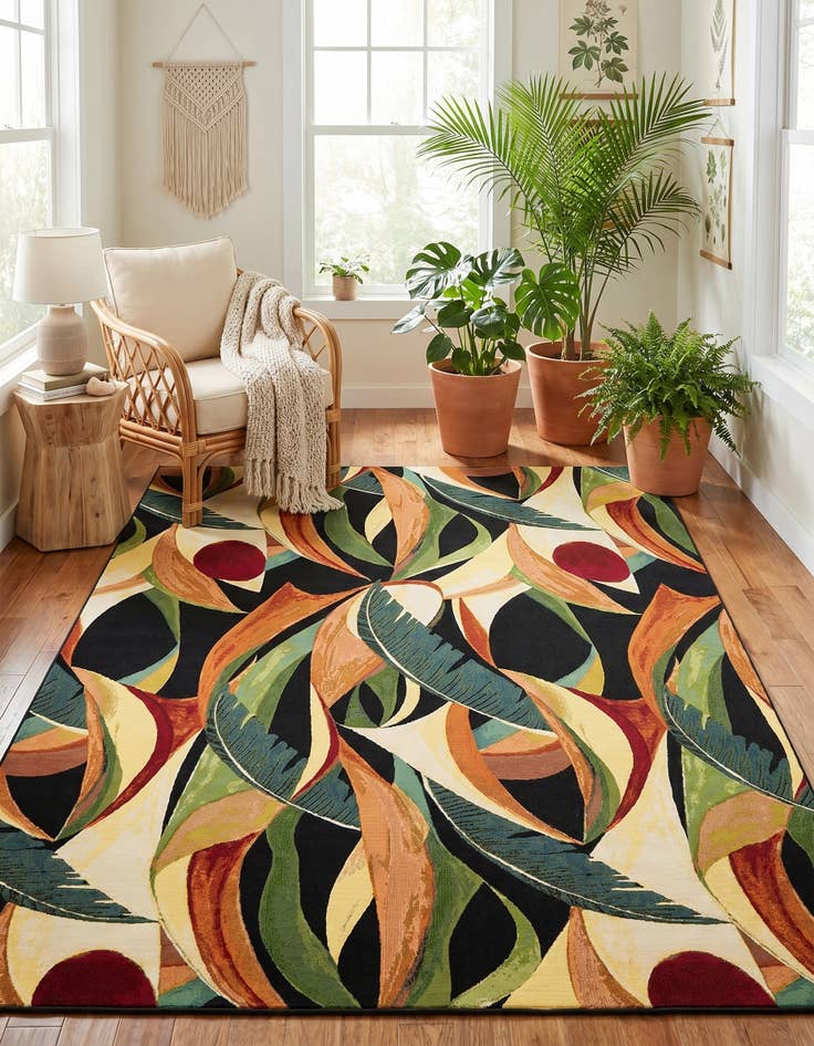 Detail image of 10' x 13' Easy-Clean Botanical Indoor / Outdoor Rug
