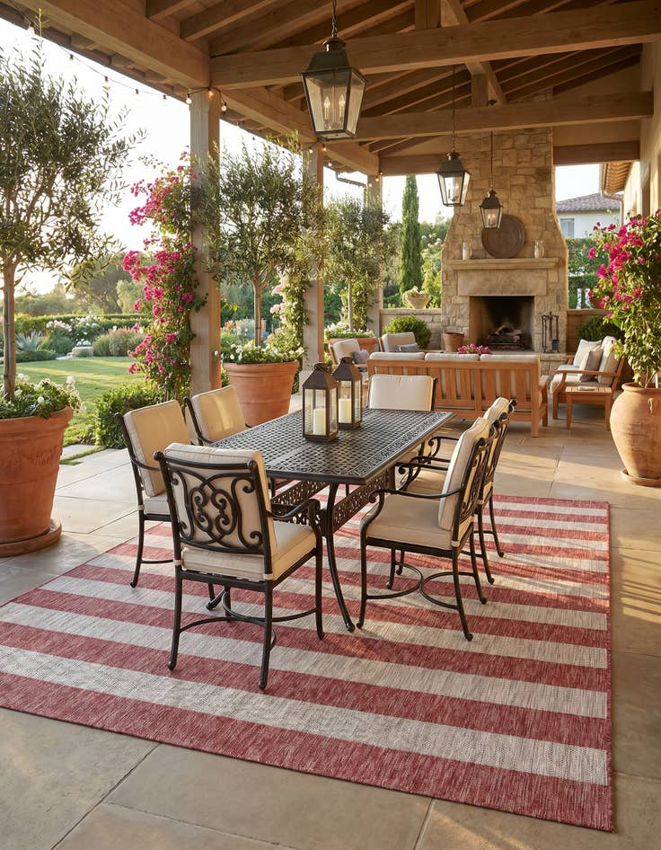 Detail image of 9' x 12' Easy-Clean Ribbon Indoor / Outdoor Rug