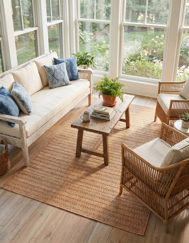 Detail image of 5' 3 x 8' Easy-Clean Border Indoor / Outdoor Rug