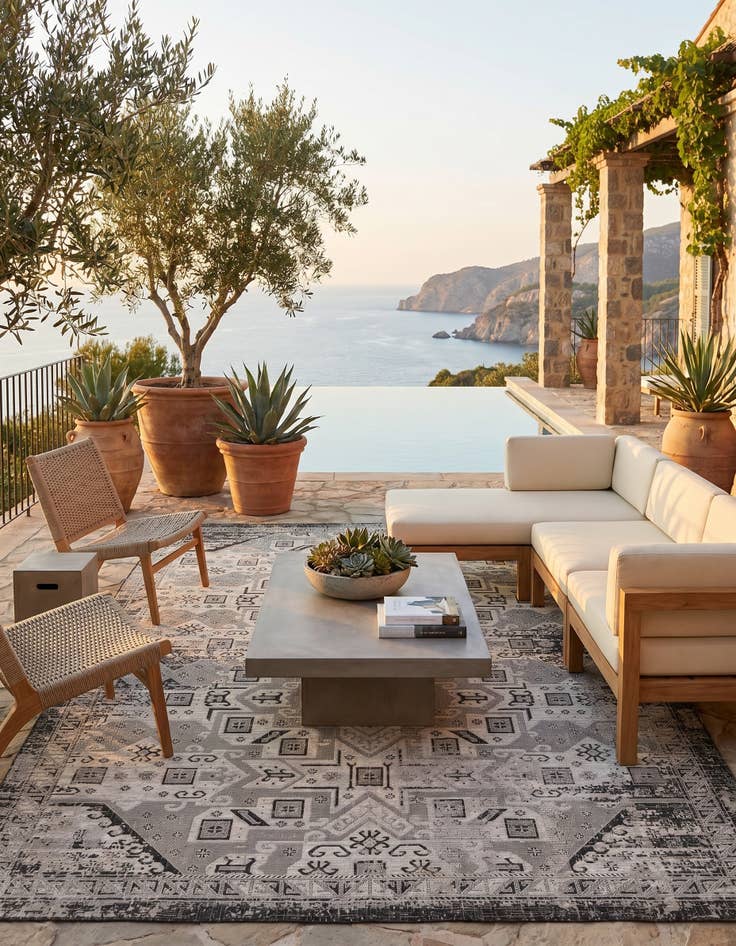 Detail image of 10' x 14' Easy-Clean Aztec Indoor / Outdoor Rug