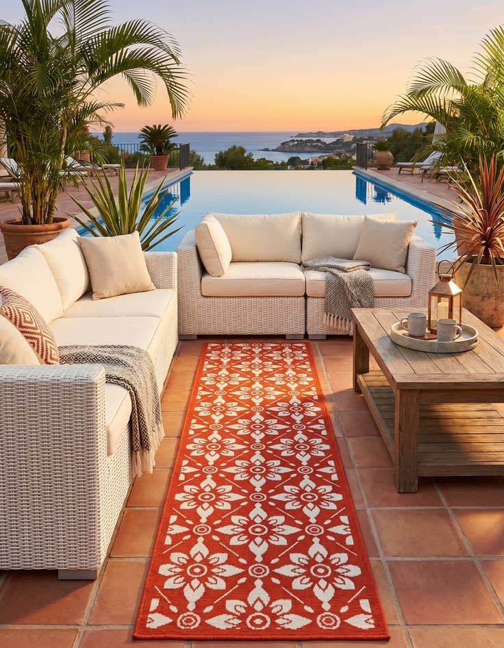 Detail image of 2' x 8' Easy-Clean Trellis Indoor / Outdoor Runner Rug