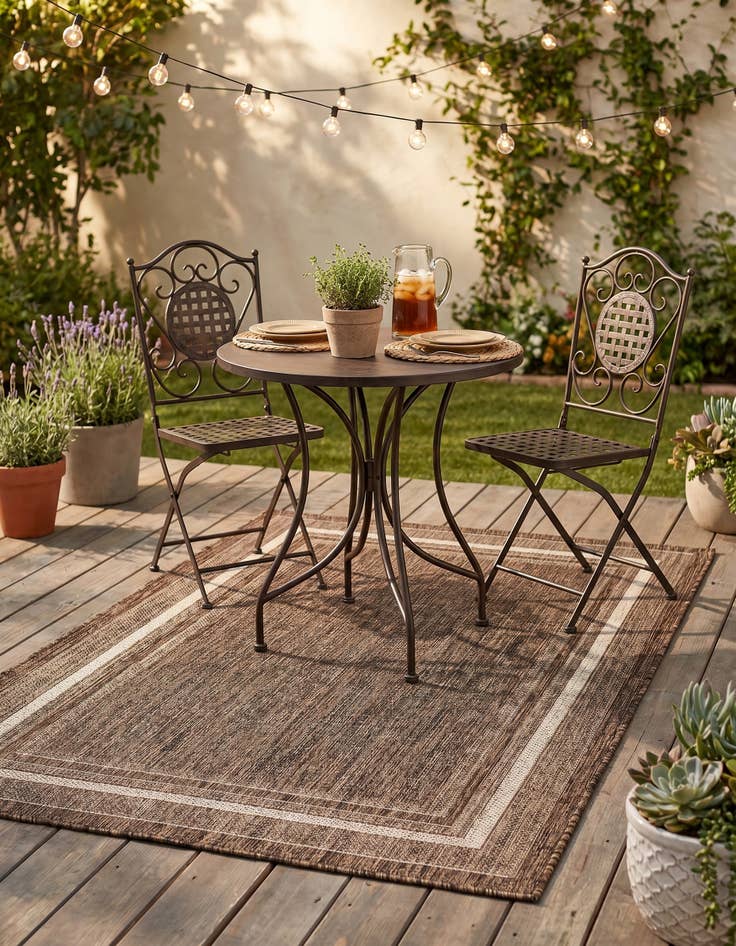 Detail image of 3' 1 x 5' 3 Easy-Clean Border Indoor / Outdoor Rug