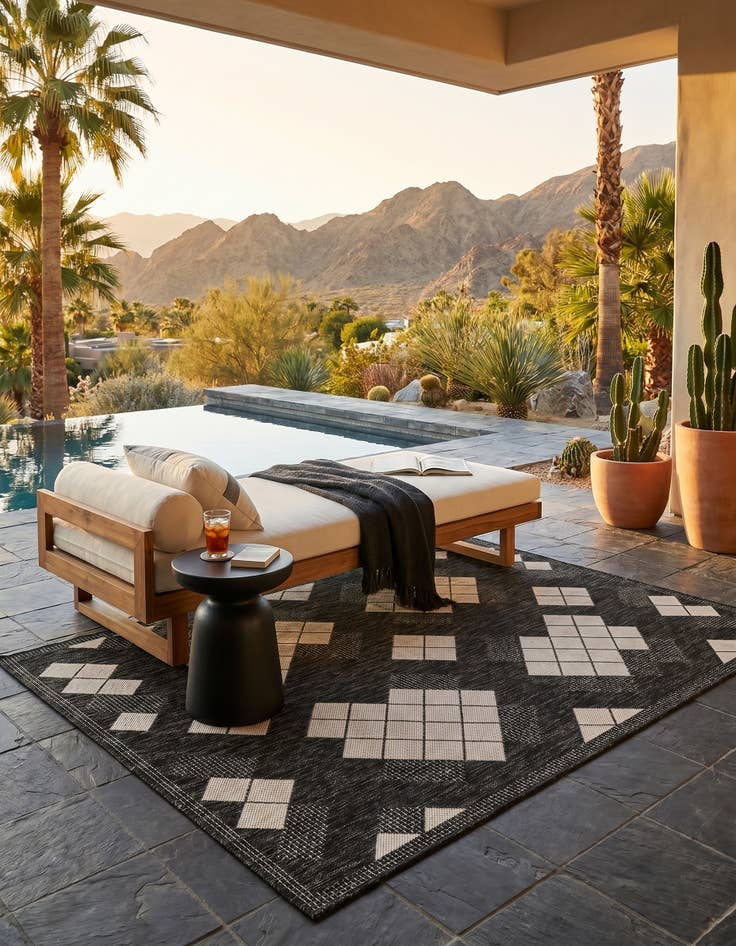 Detail image of 4' x 6' Easy-Clean Modern Indoor / Outdoor Rug