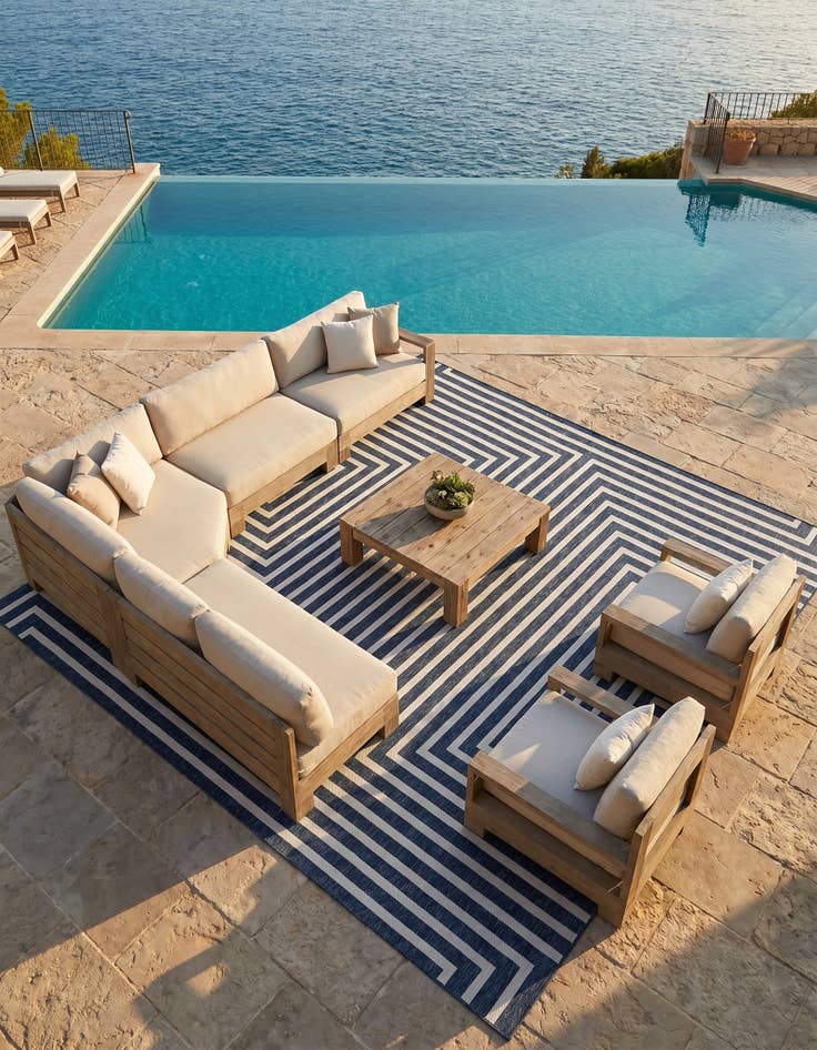 Detail image of 13' x 13' Easy-Clean Modern Indoor / Outdoor Square Rug