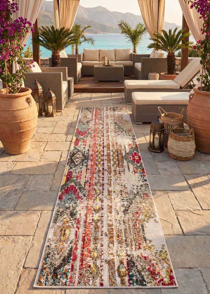 2' 7 x 10' Easy-Clean Casablanca Indoor / Outdoor Runner Rug