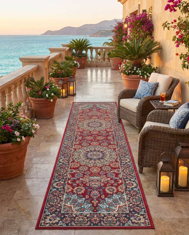 2' x 8' Easy-Clean Traditional Indoor / Outdoor Runner Rug