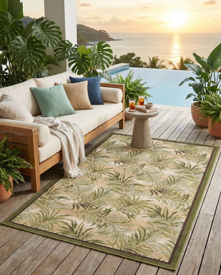 Detail image of 5' 3 x 8' Easy-Clean Botanical Indoor / Outdoor Rug