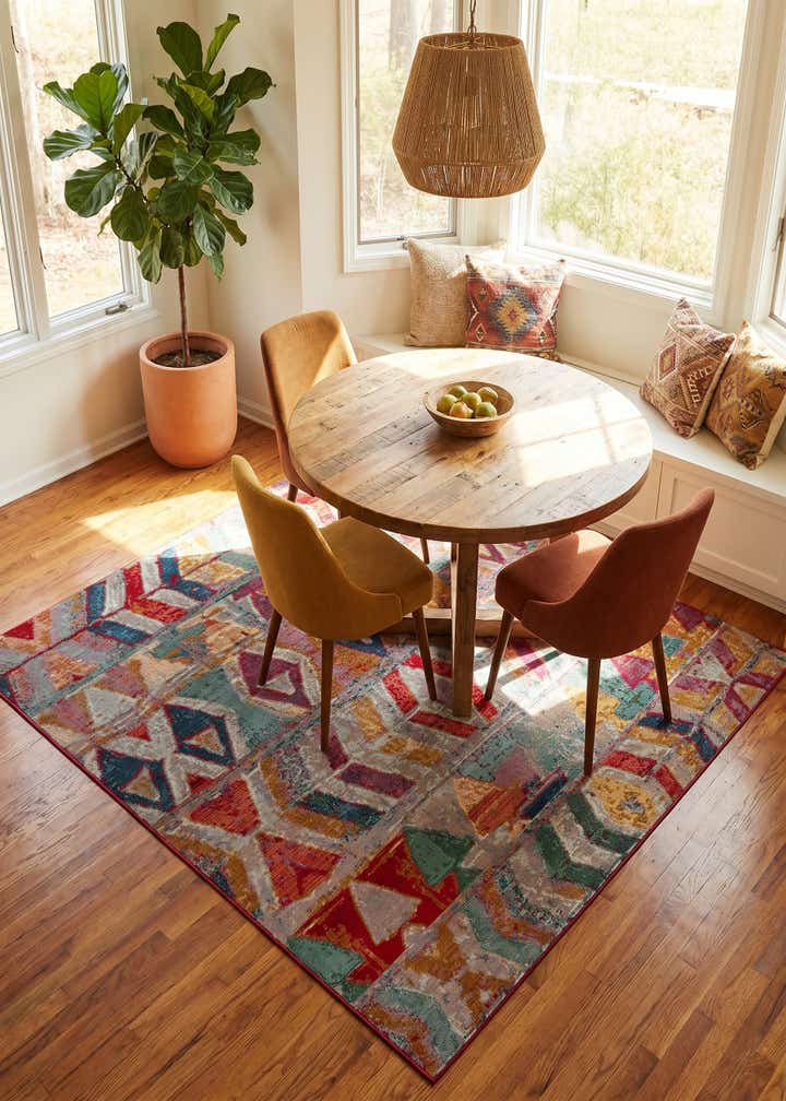 6' x 6' Easy-Clean Modern Indoor / Outdoor Square Rug