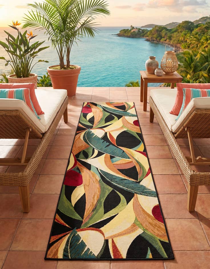 Detail image of 2' 7 x 10' Easy-Clean Botanical Indoor / Outdoor Runner Rug