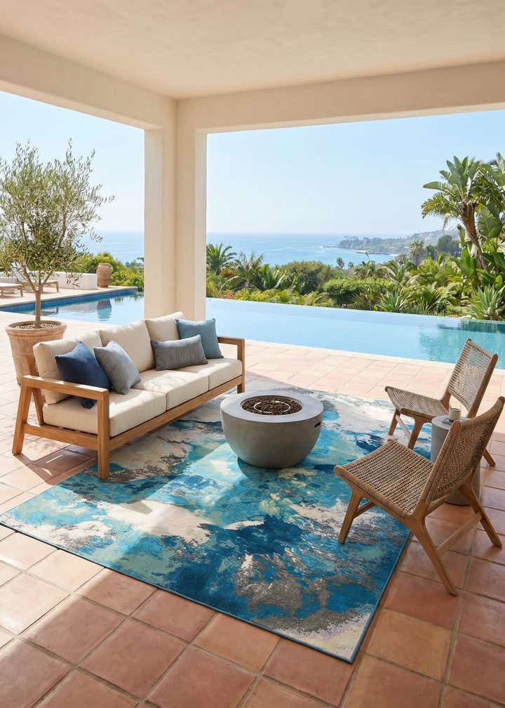 6' 1 x 9' Easy-Clean Modern Indoor / Outdoor Rug