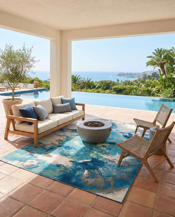 6' 1 x 9' Easy-Clean Modern Indoor / Outdoor Rug