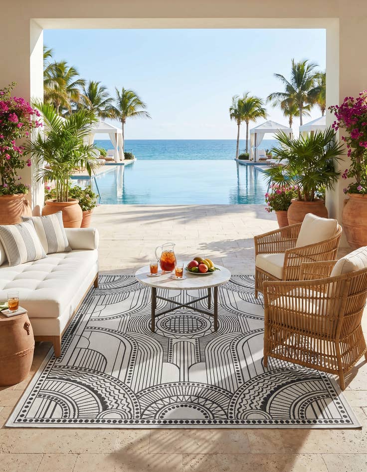 Detail image of 7' x 10' Easy-Clean Traditional Indoor / Outdoor Rug