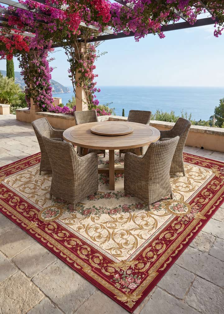 10' x 10' Easy-Clean Traditional Indoor / Outdoor Square Rug
