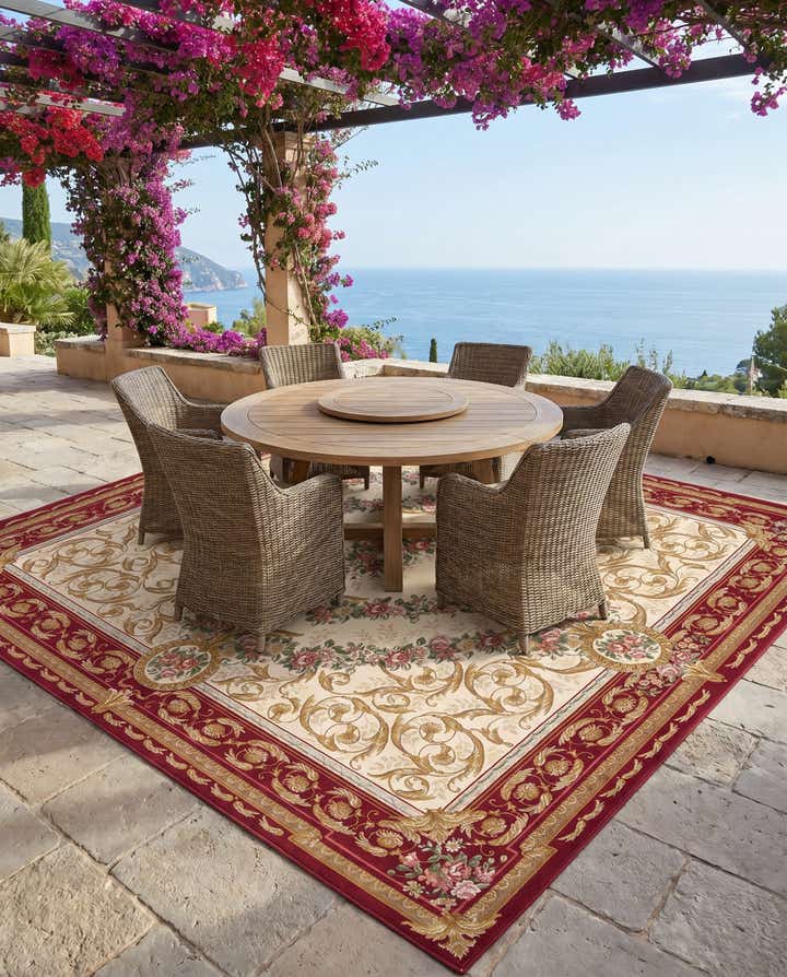 10' x 10' Easy-Clean Traditional Indoor / Outdoor Square Rug