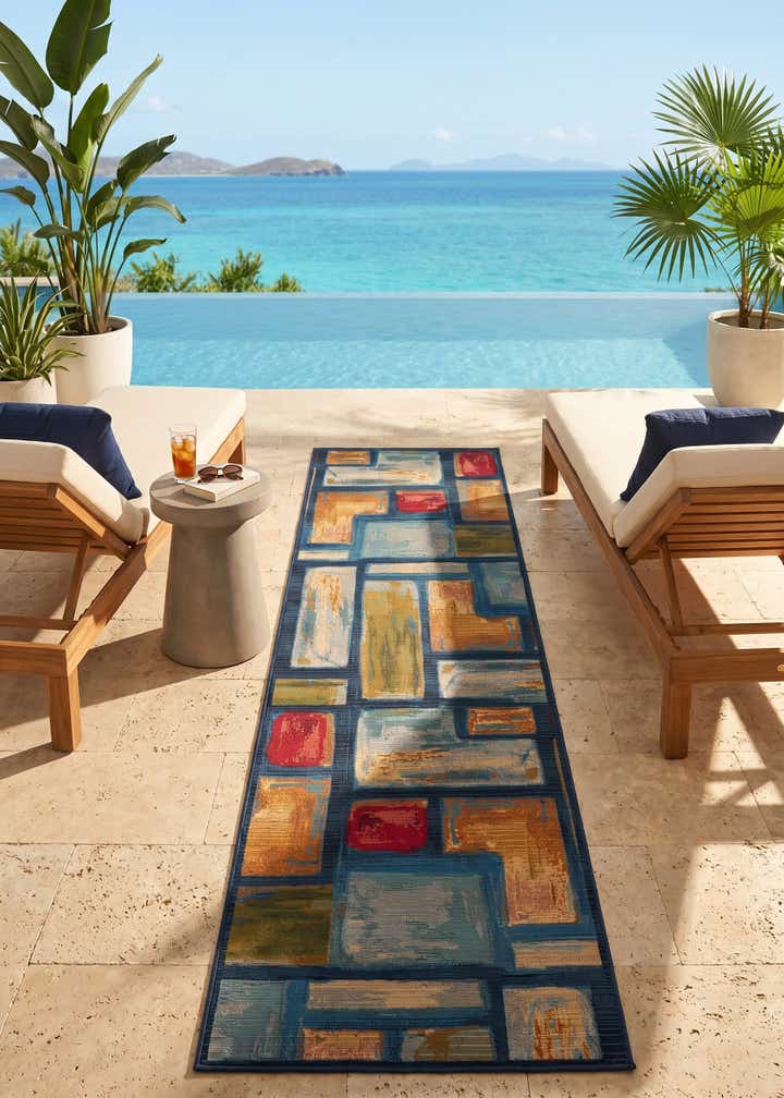2' 7 x 10' Easy-Clean Modern Indoor / Outdoor Runner Rug