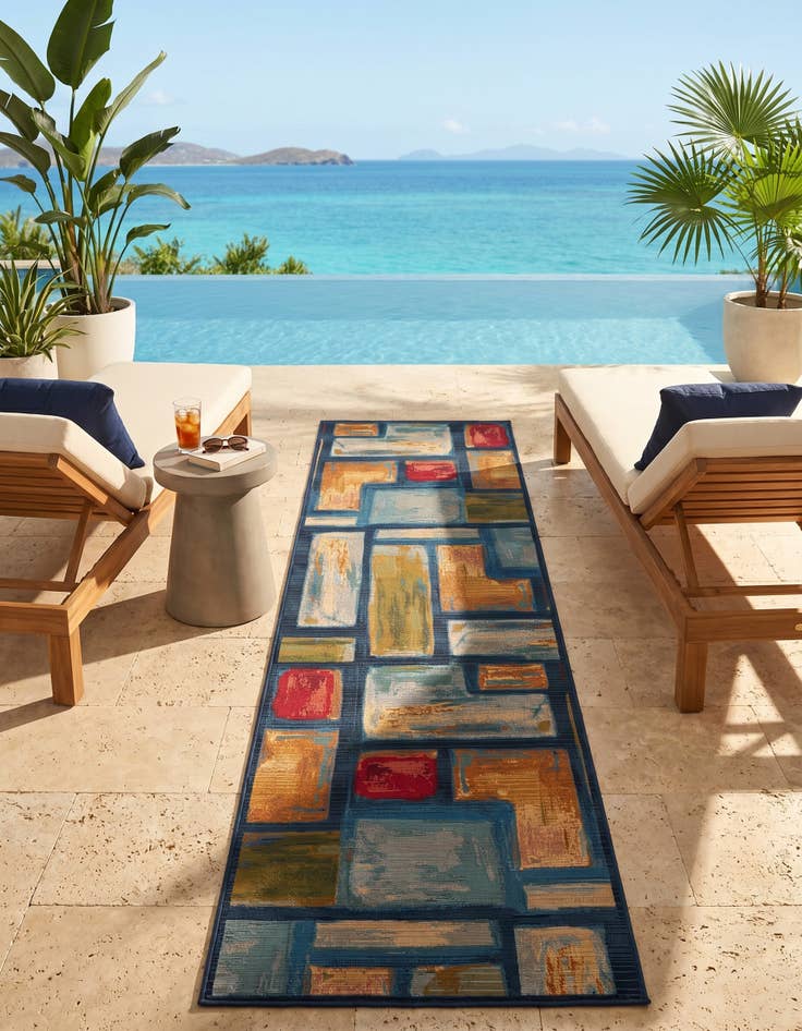 Detail image of 2' 7 x 10' Easy-Clean Modern Indoor / Outdoor Runner Rug