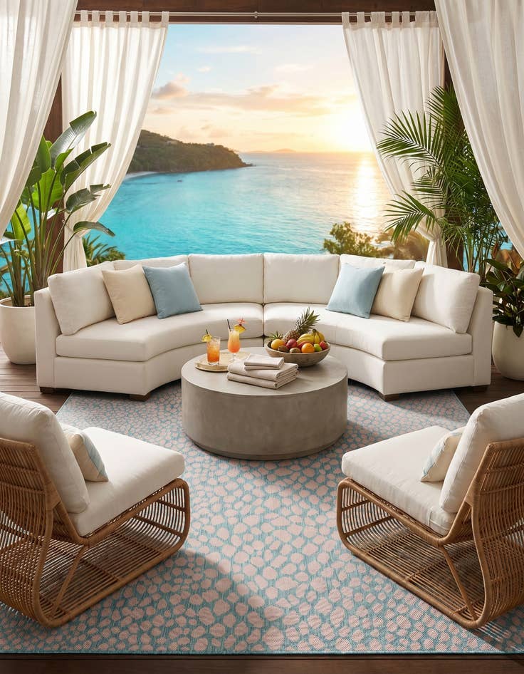 Detail image of 7' 10 x 7' 10 Easy-Clean Jill Zarin Cape Town Indoor / Outdoor Square Rug