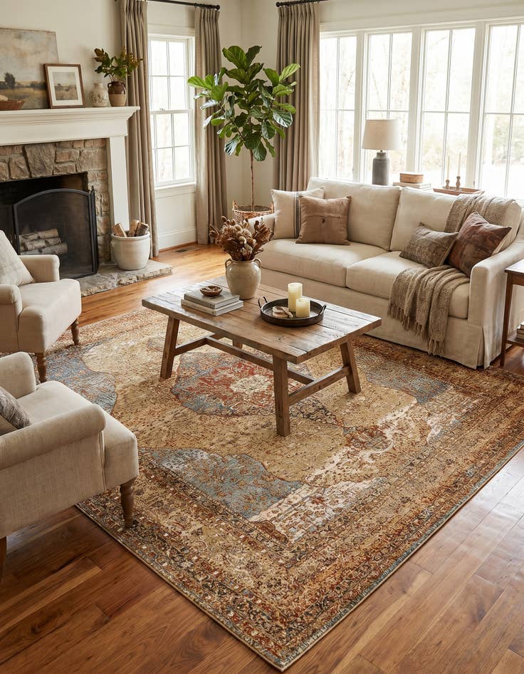 Detail image of 7' 10 x 10' Easy-Clean Traditional Indoor / Outdoor Rug