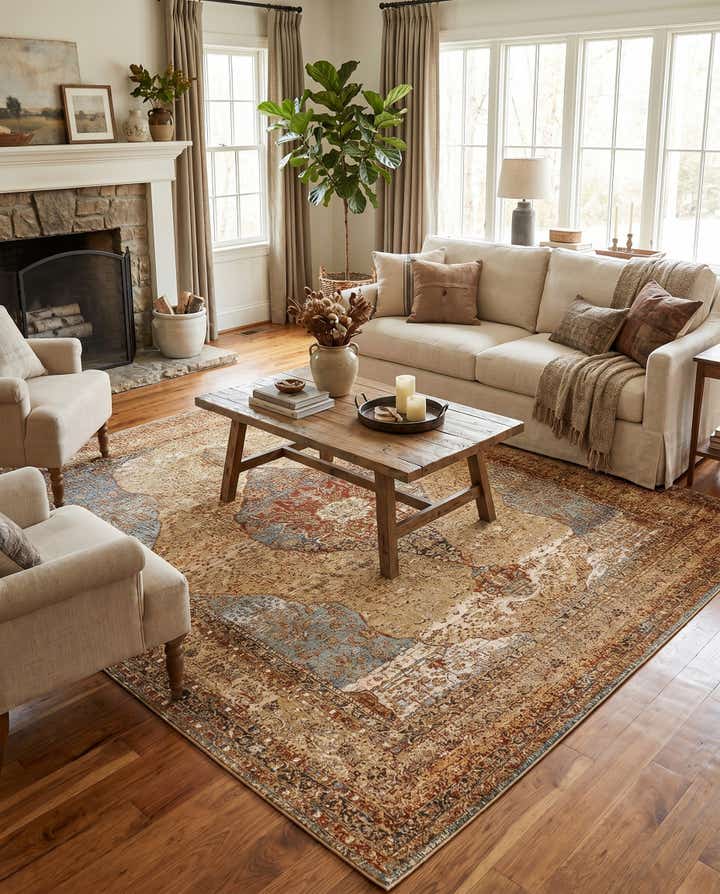 7' 10 x 10' Easy-Clean Traditional Indoor / Outdoor Rug