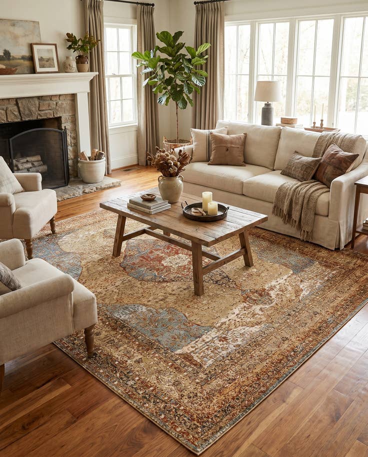 Detail image of 7' 10 x 10' Easy-Clean Traditional Indoor / Outdoor Rug