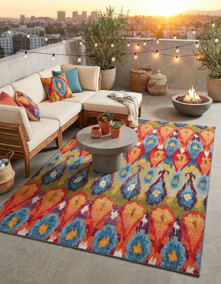 Detail image of 5' 3 x 8' Easy-Clean Modern Indoor / Outdoor Rug