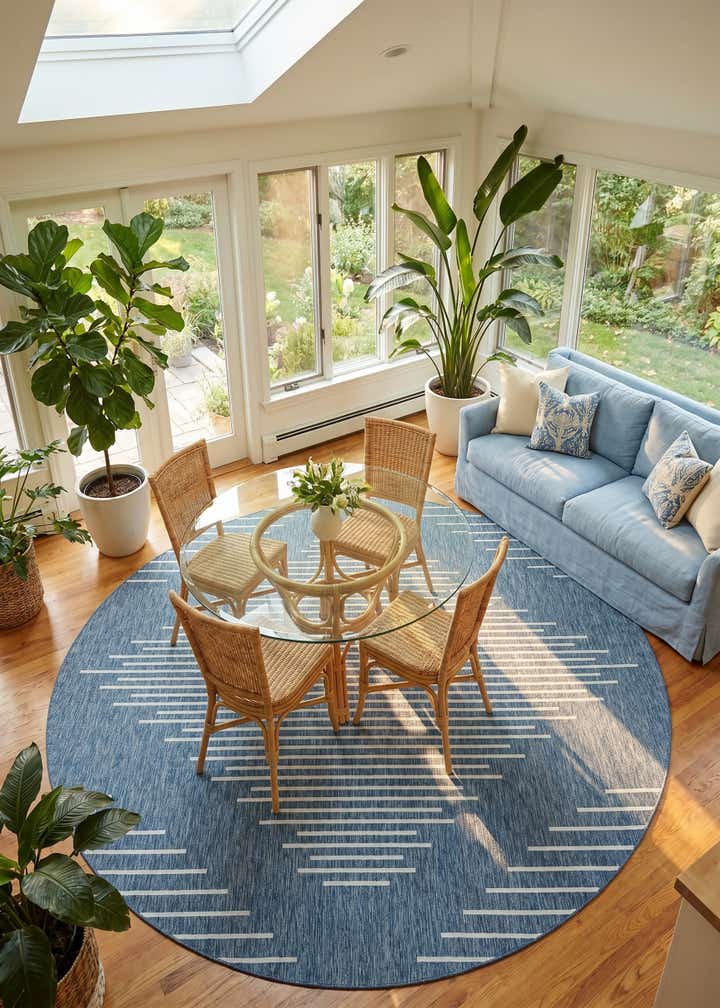 13' x 13' Easy-Clean Modern Indoor / Outdoor Round Rug